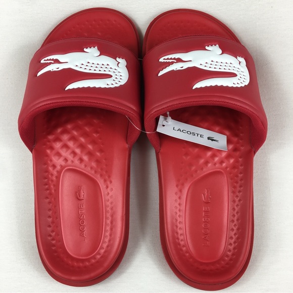 Lacoste Red white Croco Dualiste Slides 0922 Sandals Men’s 12, 13 new - Picture 3 of 10